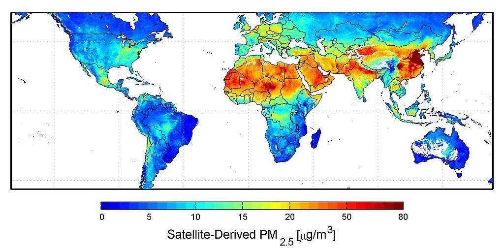 Global map of PM2.5 in 2010