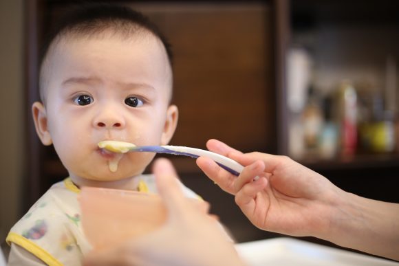 a baby eating