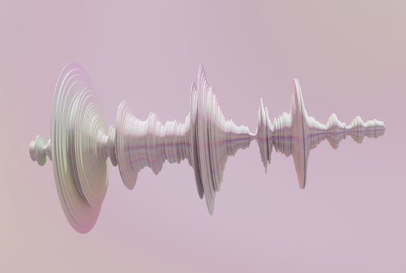 a sound wave is shown in the middle of a pink background